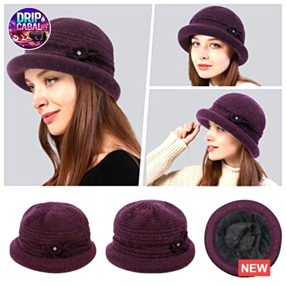 70% Acrylic 30% Cony Hair Cotton Winter Bucket Hat Vintage 1920s Style